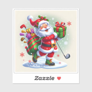 Santa Joyfully Delivering Gifts While Playing Golf