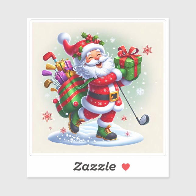 Santa Joyfully Delivering Gifts While Playing Golf (Sheet)
