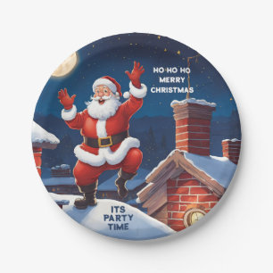 Santa Jumping For Joy   Ho Ho Ho Christmas  Paper Plate