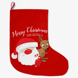 Santa & Kangaroo Large Christmas Stocking