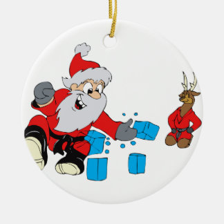 santa karate chipping ice ceramic tree decoration