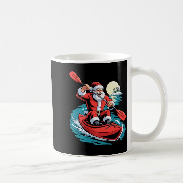 Santa Kayaking Lover Funny Holiday Christmas Xmas  Coffee Mug (Right)