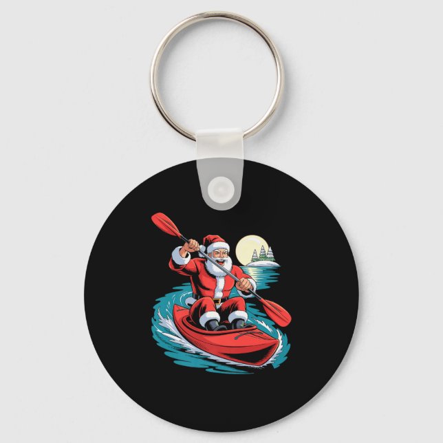 Santa Kayaking Lover Funny Holiday Christmas Xmas  Key Ring (Front)