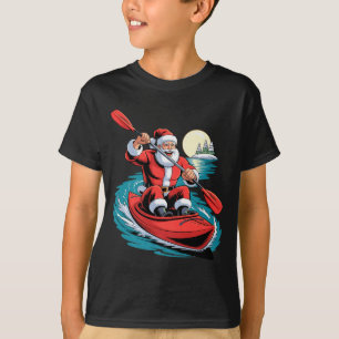 Santa Kayaking Lover Funny Holiday Christmas Xmas T-Shirt