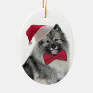 Santa Keeshond Christmas Ornament