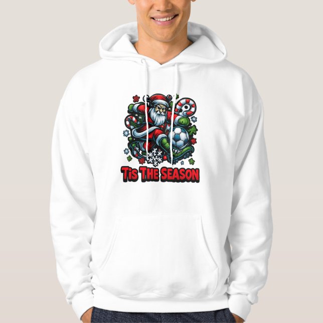 Santa Kicking Soccer Ball Christmas Holiday  Hoodie (Front)