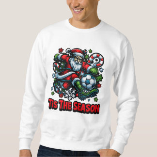 Santa Kicking Soccer Ball Christmas Holiday  Sweatshirt