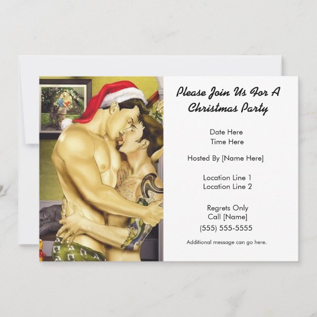 Santa Kiss Custom Party Invitations (Front)