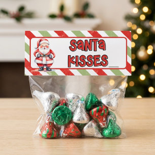 Santa Kisses Christmas Treat Bag Topper Card