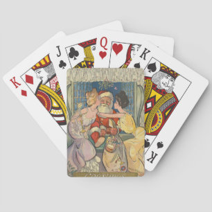 Santa Kissing Vintage Christmas Card