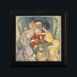 Santa Kissing Vintage Christmas Card Gift Box<br><div class="desc">Santa's kiss is a vintage Christmas illustration based on a1902 magazine cover. This image shows Santa claus coming in through the window, with a big santa bag of toys in his hand. He's met by two lovely Victorian women who give him a big kiss on the cheeks under the mistletoe....</div>