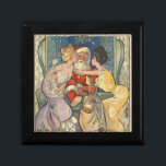 Santa Kissing Vintage Christmas Card Gift Box<br><div class="desc">Santa's kiss is a vintage Christmas illustration based on a1902 magazine cover. This image shows Santa claus coming in through the window, with a big santa bag of toys in his hand. He's met by two lovely Victorian women who give him a big kiss on the cheeks under the mistletoe....</div>