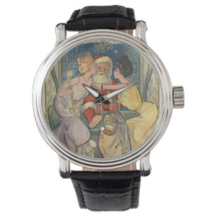 Santa Kissing Vintage Christmas Card Watch
