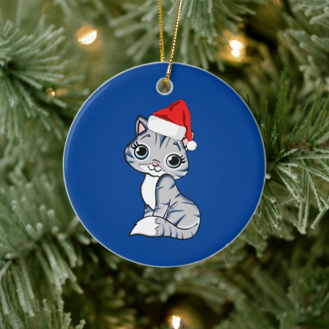 Santa Kitten Ceramic Tree Decoration (Tree)