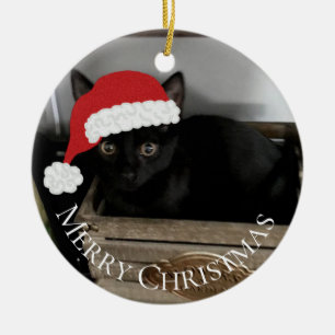 Santa Kitten Christmas Ornament