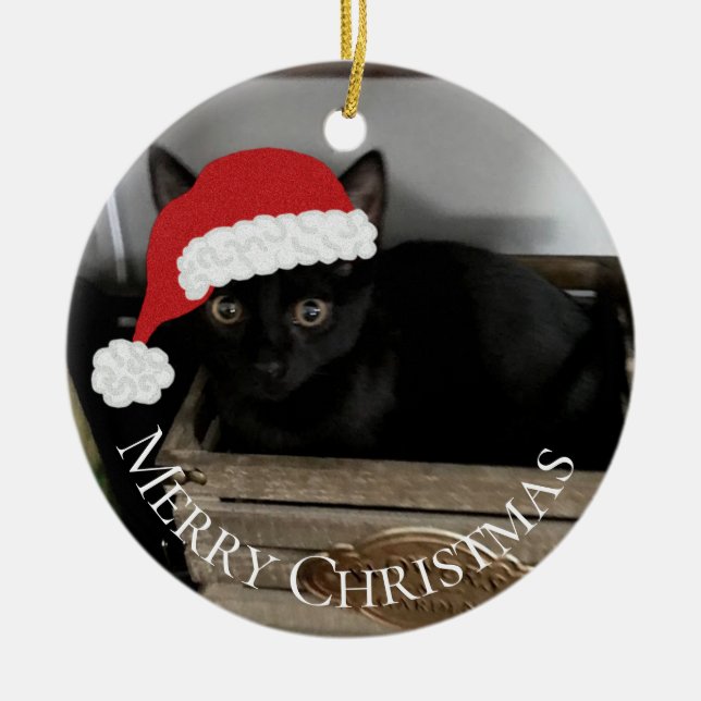 Santa Kitten Christmas Ornament (Front)