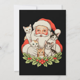 Santa Kittens Cats Christmas Xmas Holiday Card