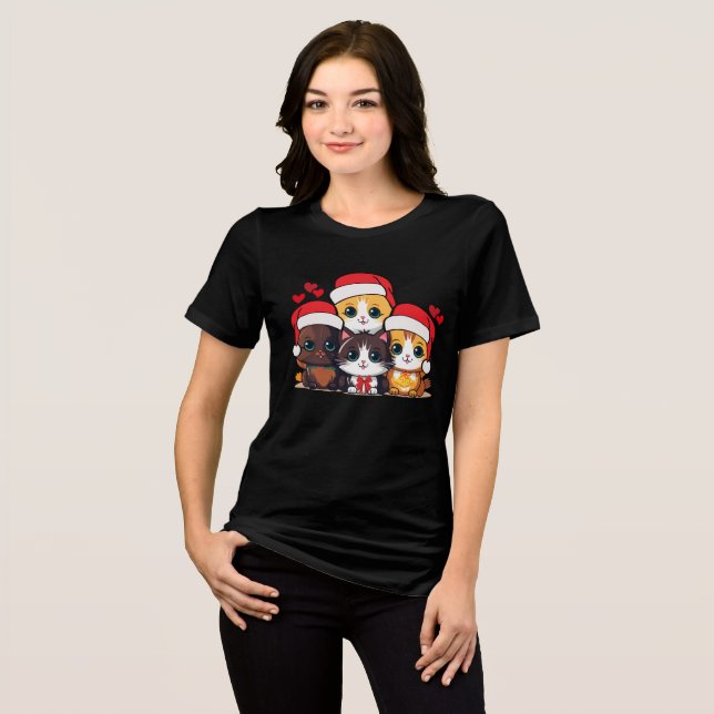 Santa Kittens Tri-Blend Shirt (Front Full)