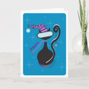 Santa Kitty Blue Card