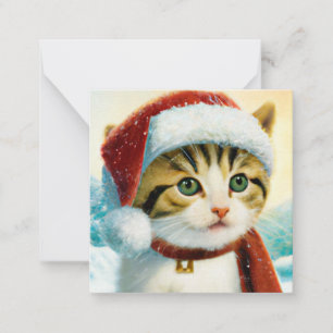 Santa Kitty budget mini Christmas Card