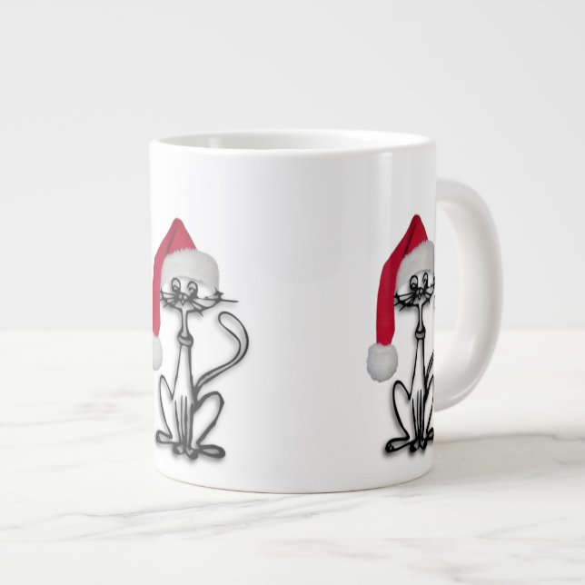 Santa Kitty Cat Large Coffee Mug (Front Right)