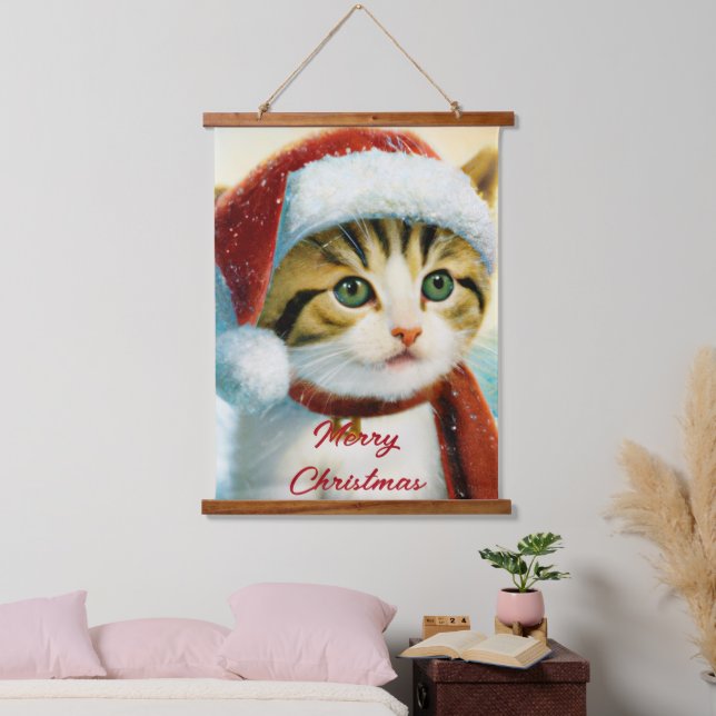 Santa Kitty  Hanging Tapestry (Bedroom)