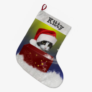 Santa Kitty Large Christmas Stocking