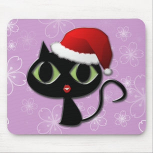 Santa kitty mouse mat
