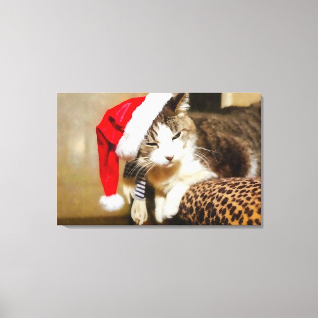 Santa Kitty Painterly Canvas Print (Front)