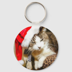 Santa Kitty Painterly Key Ring