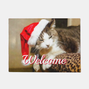 Santa Kitty Painterly Welcome Doormat
