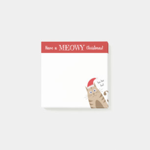 Santa kitty red meowy christmas post-it notes