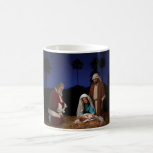 Santa Kneeling at Nativity Coffee Mug