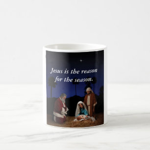 Santa Kneeling at Nativity Coffee Mug