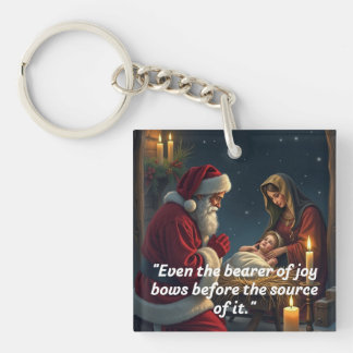 Santa Kneeling at the Manger  Key Ring
