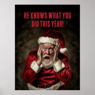 Santa Knows What You Did This Year Funny Christmas Poster