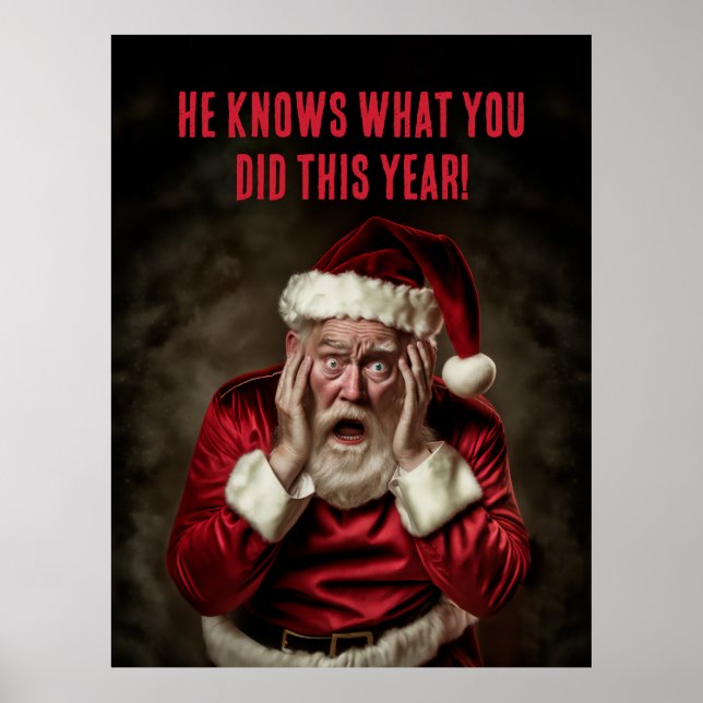 Santa Knows What You Did This Year Funny Christmas Poster (Front)