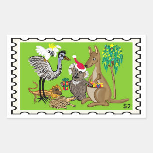 Santa Koala Australian Christmas Rectangular Sticker