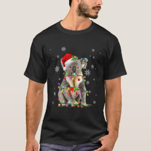 Santa Koala Christmas Tree Light Pajama X Mas Matc T-Shirt