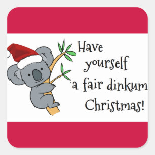 Santa Koala - Fair Dinkum Square Sticker