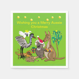 Santa koala gives Aussie Christmas presents Napkin