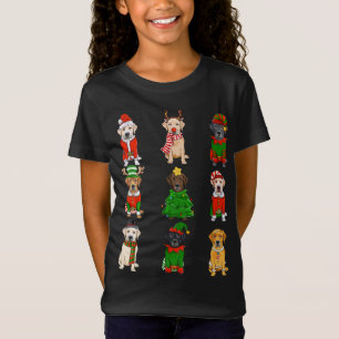 Santa Labrador Christmas Tree Lights ELF Reindeer T-Shirt