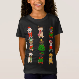 Santa Labrador Christmas Tree Lights ELF Reindeer T-Shirt
