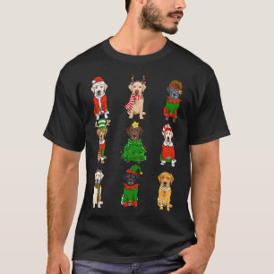 Santa Labrador Christmas Tree Lights ELF Reindeer  T-Shirt