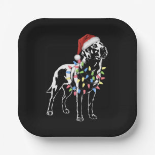 Santa Labrador Retriever Christmas Light Dog Lover Paper Plate