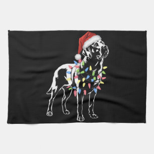 Santa Labrador Retriever Christmas Light Dog Lover Tea Towel