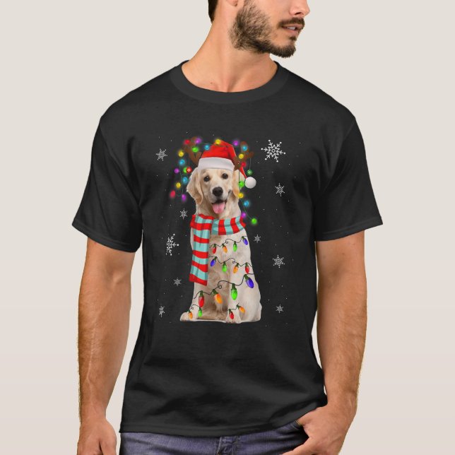 Santa Labrador Retriever Reindeer Light Christmas  T-Shirt (Front)