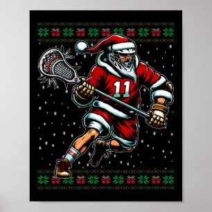 Santa Lacrosse Ugly Christmas Sweater Poster