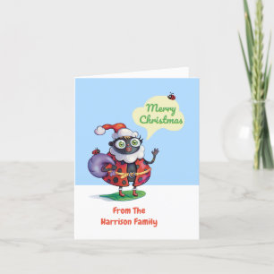 Santa Ladybug Custom Christmas Holiday Card
