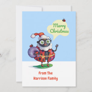Santa Ladybug Custom Christmas Holiday Card